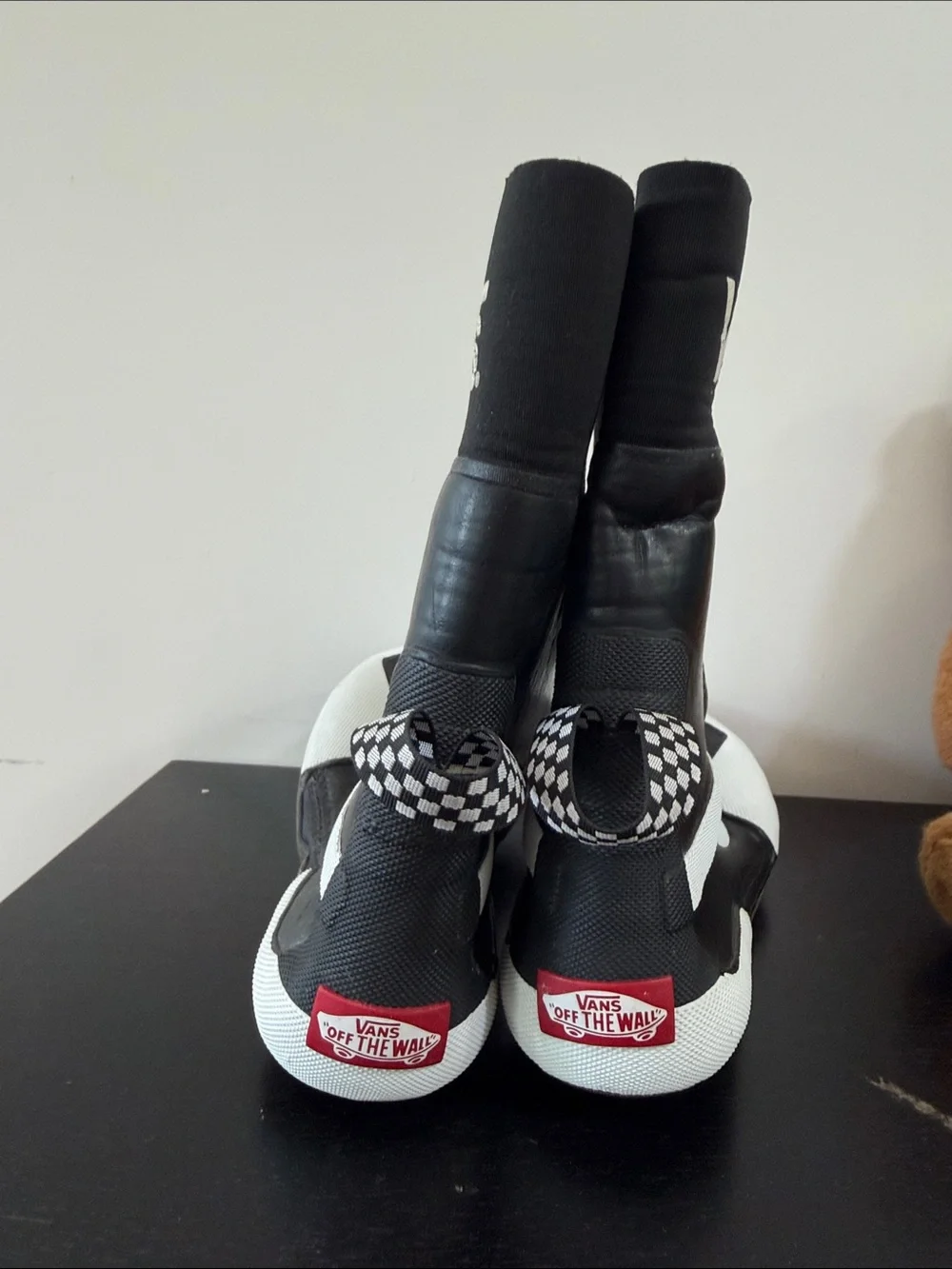 Vans Black High-Top surf booties with Red Logo